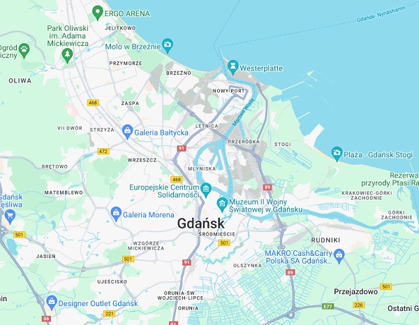 Mapa Gdaska