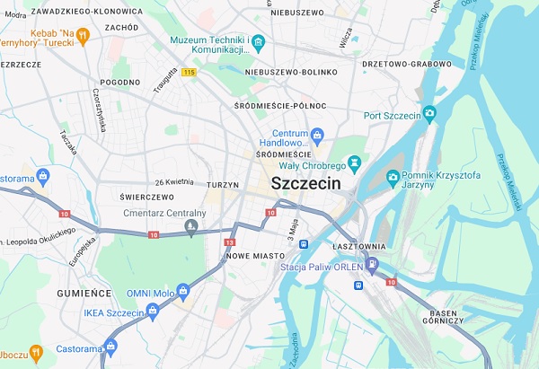 Mapa Szczecina